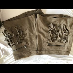 Suede fringe shorts.